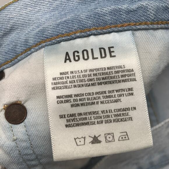 Agolde Women Nolan Jeans 30 Blue Denim High Waist Light Wash Wide Leg 26 - Picture 12 of 13